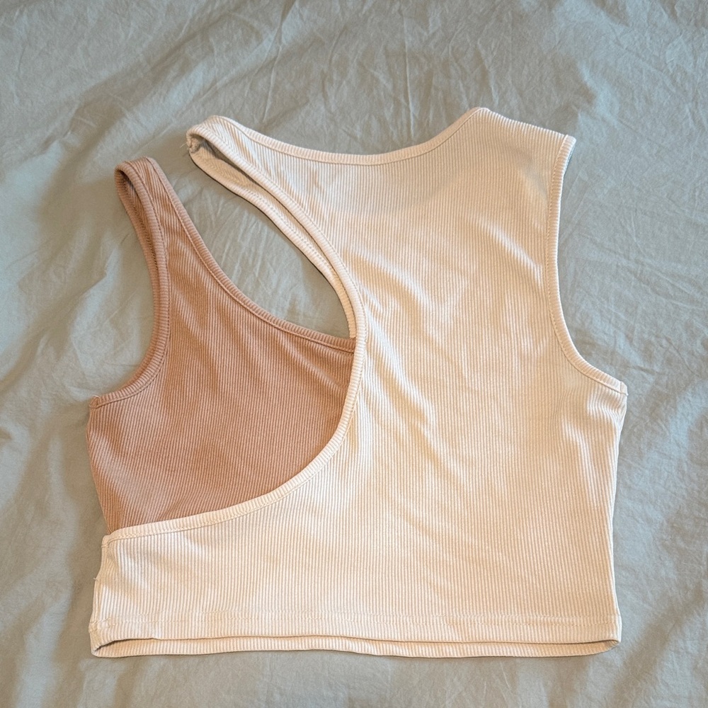 Cider Ribbed Top in Cream and Brown